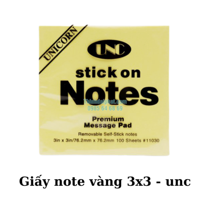 Hình ảnh giấy Note vàng 3x3 UNC