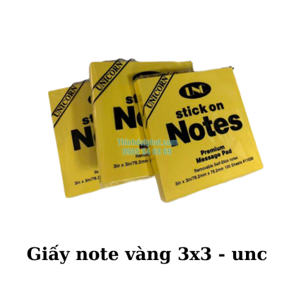 Hình ảnh giấy Note vàng 3x3 UNC