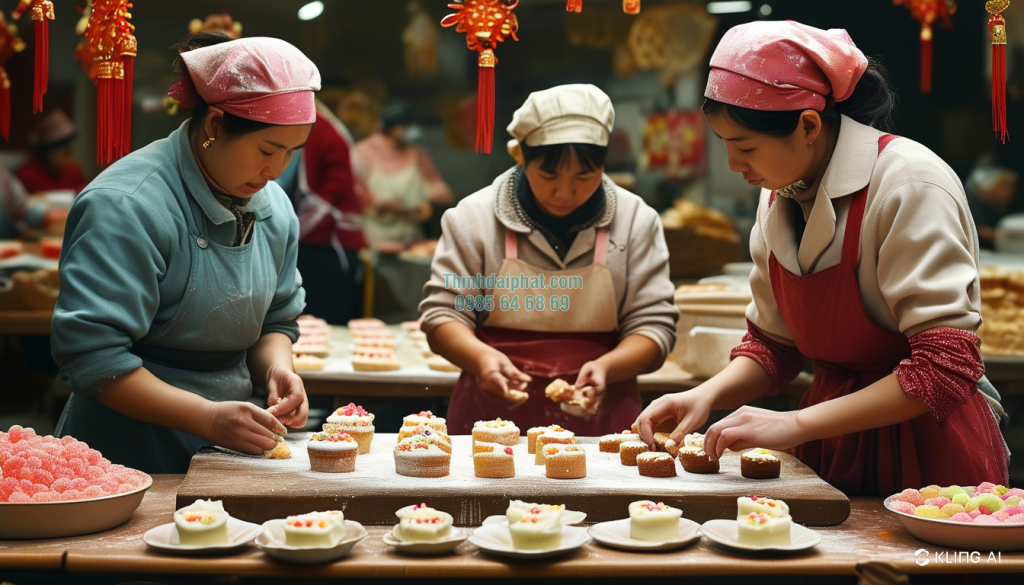 Hình ảnh cách chuẩn bị bánh kẹo ngày Tết